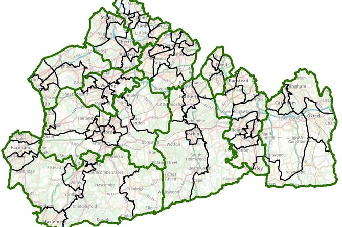Proposed new map of Surrey County Council 