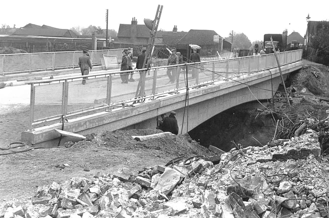Farnham's Firgrove Hill road bridge during construction in the mid to late 1950s