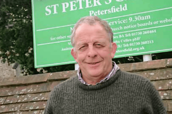 Jon Walker at St Peter's Church in Petersfield.