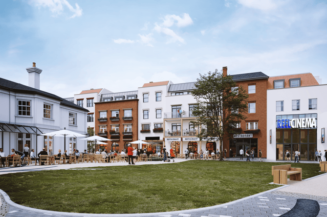 Farnham's new shopping centre, cinema and many restaurants and cafes are expected to open at Brightwells Yard in early-2024