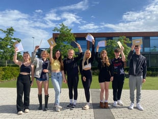 Teachers join in the GCSE celebrations at Bordon's Oakmoor School