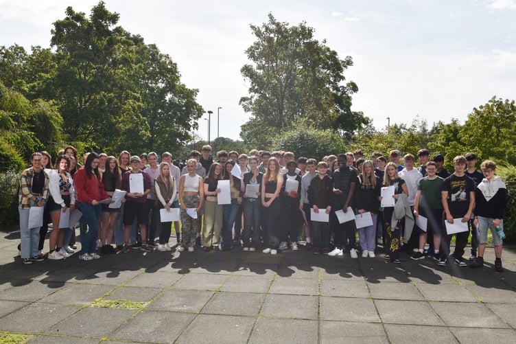 Former Eggar's School pupils collect their GCSE results, August 24th 2023.