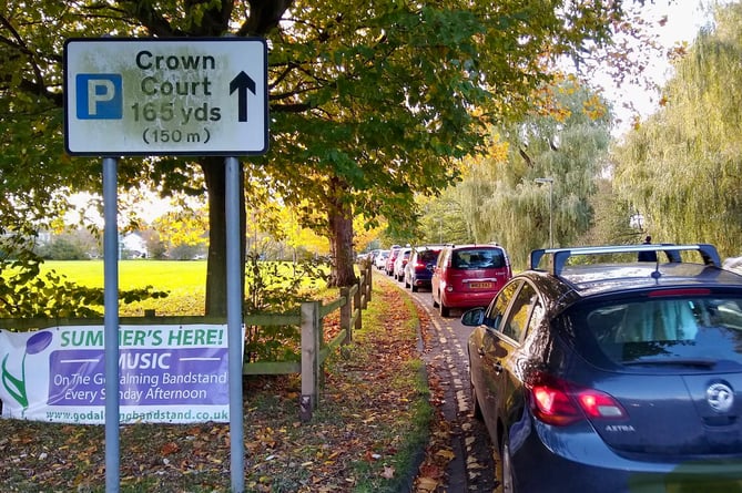 Cars queuing for water at Godalming’s Crown Court car park