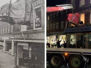 WATCH: Grand piano hoisted out of Petersfield flat by removal experts