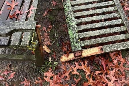 Vandalised memorial bench