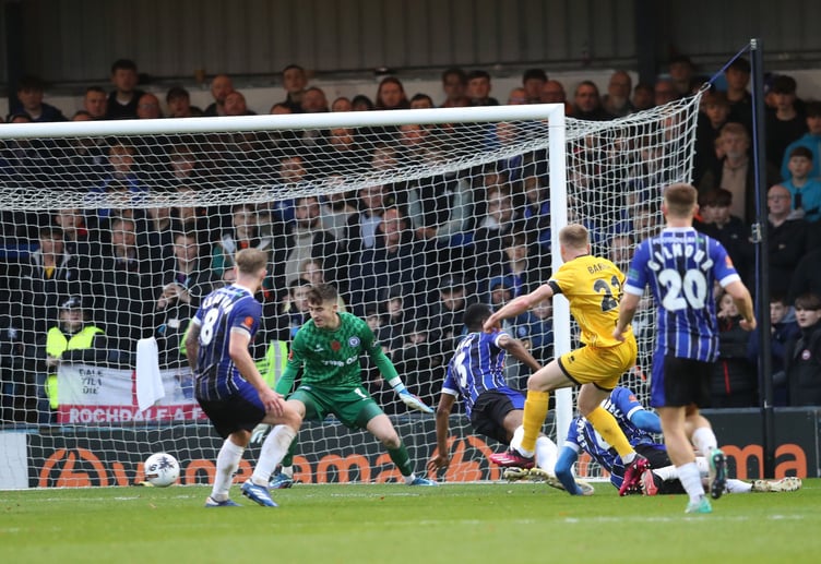 Jack Barham fires Aldershot Town into the lead at Rochdale