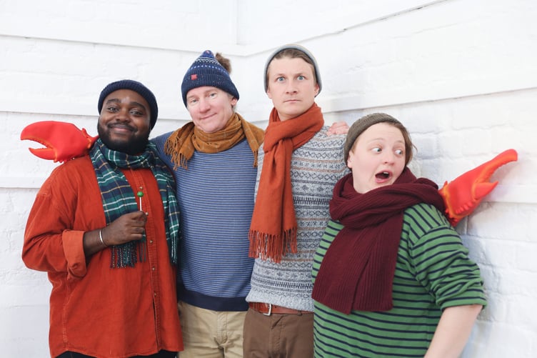 The cast of The Christmas Lobster, Farnham Maltings, 2023.