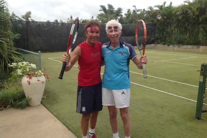 Sir Cliff Richard pictured with Bourne Green Tennis Club stalwart Betty Murley. The pair shared the same tennis coach, Colin Essex, for some 15 years prior to Betty's death aged 90 in August