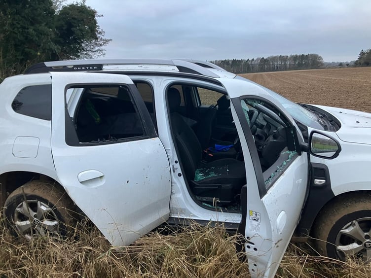 Vandals broke into a holiday cabin on a farm near Alton, woke its two female occupants then trashed their car before Christmas