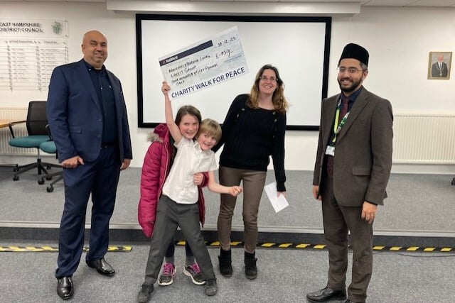 Charity Walk for Peace cheque presentation, January 2024.