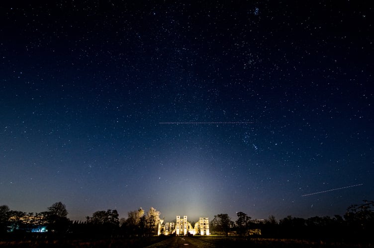 Night sky over Cowdray Ruins near Midhurst