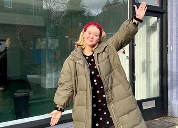 Eva Louise celebrating getting the keys for her new Craftiful Studio in Beacon Hill