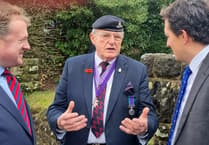 Government minister for veterans Johnny Mercer enjoys a pint with vets at Beacon Hill