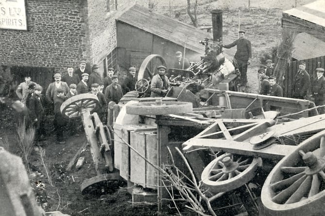 The scene outside the then Half-way House pub after a steam engine crash in 1906