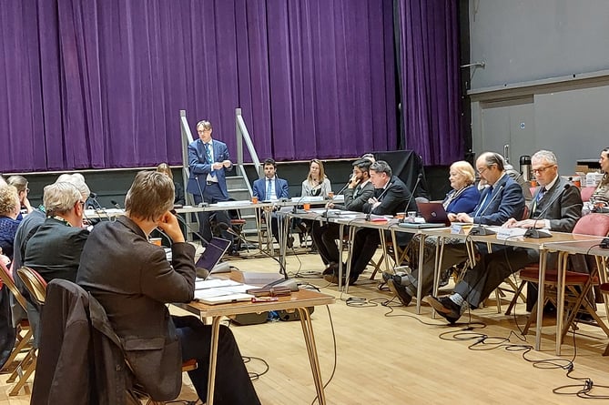 East Hampshire District Council leader Richard Millard address the tax-setting full council meeting on Thursday, February 29