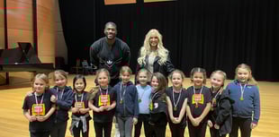 BBC Gladiator 'Phantom' visits performing arts students