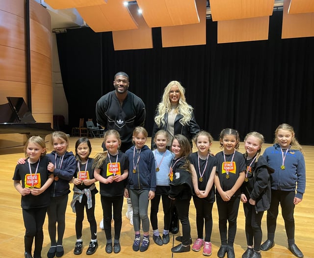 BBC Gladiator 'Phantom' visits performing arts students
