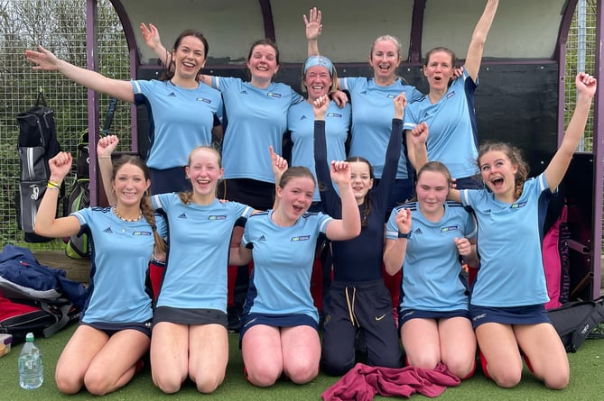 Petersfield Hockey Club's ladies' first team celebrate their league title win