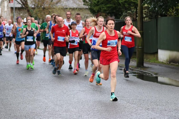 Liss Runners' Jayne Jefferies in action at the Salisbury ten-mile road race