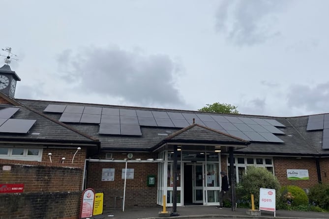 The new solar panels on the roof of the Haslemere and District Community Centre.