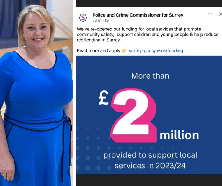 Surrey's incumbent Police and Crime Commissioner Lisa Townsend and the deleted Tweet