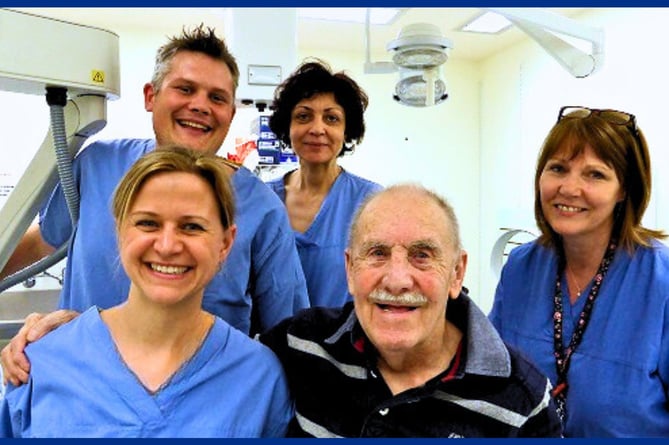 Bill Prebble with Royal Surrey radiotherapy team