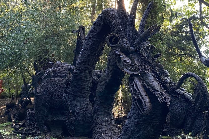 A dragon made of iron horseshoes by Jim Poolman at Churt's Sculpture Park