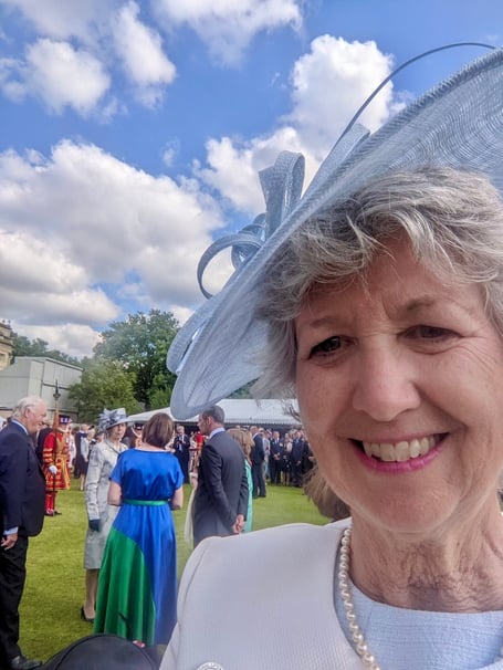 Hunter Centre chairman Anne Downing at the Buckingham Palace garden party celebrating the work of volunteers