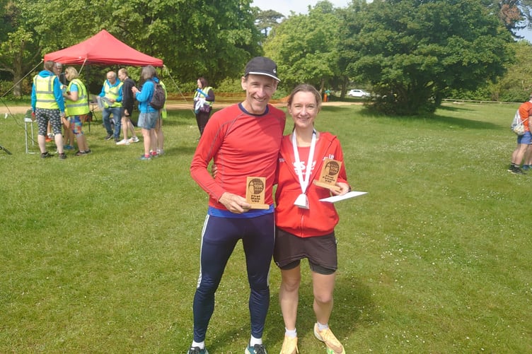 Netley 10km veteran class winners Andy Turner and Catherine Seagar