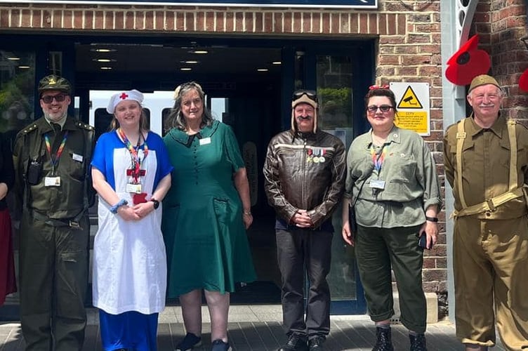 Staff at Haslemere Station dressed up to remember D-Day