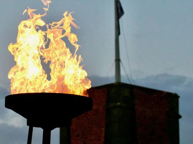 Lighting of the beacon at St Christopher's Church