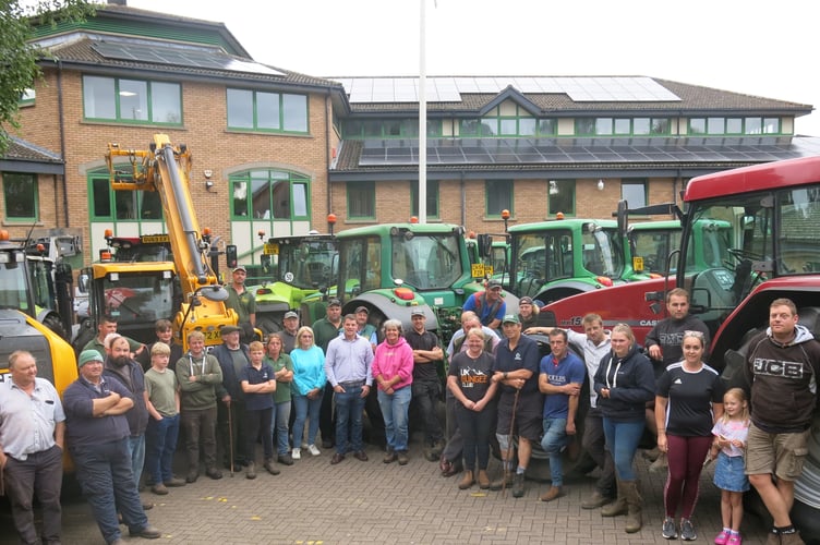 Farmers with their tractors protested against a Forest Council motion on meat and dairy farming.