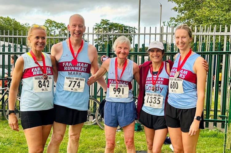 Happy Farnham Runners after the July Yateley race