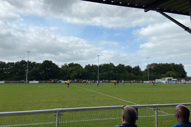 Action from Badshot Lea's Isthmian League South Central Division match against Horndean