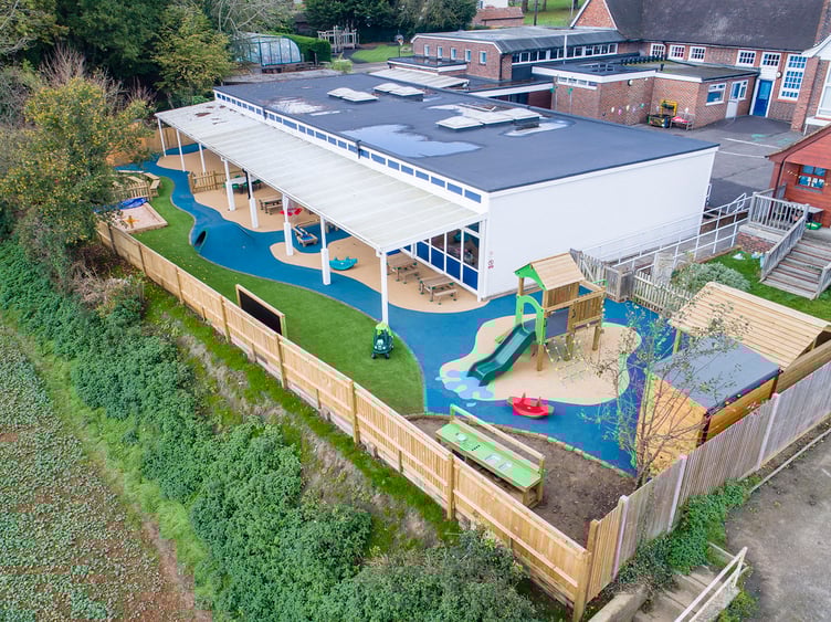 The early years classroom and outdoor play area that were destroyed in the flood