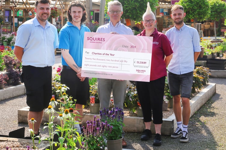 Squire's Garden Centres has raised more than £25,000 for charity