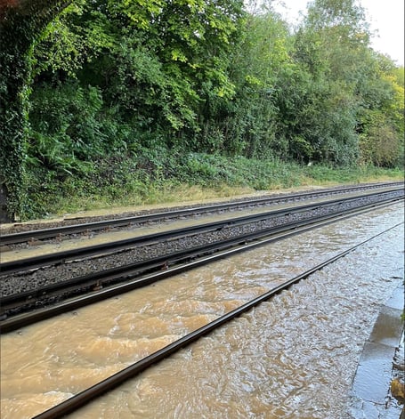 Flooding Ash Aldershot Guildford railway
