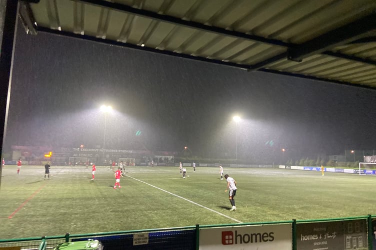 Action from Alton's Combined Counties Premier Division South match against Jersey Bulls
