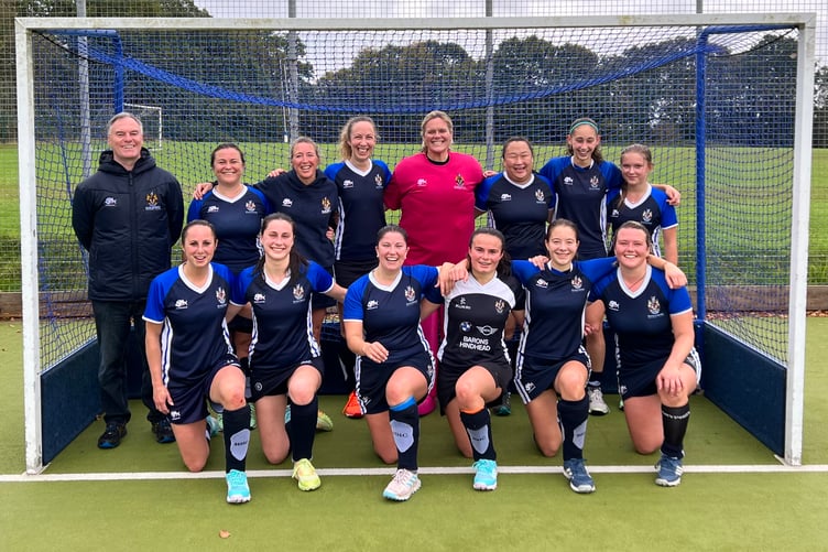 Haslemere Hockey Club's women's first team are all smiles after beating South Berkshire 3-1