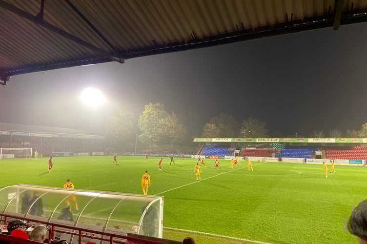 Action from Aldershot Town's National League Cup group stage match against Brighton & Hove Albion Under-21s
