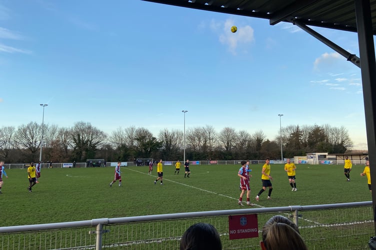 Action from Badshot Lea's Isthmian League South Central Division match against Harrow Borough