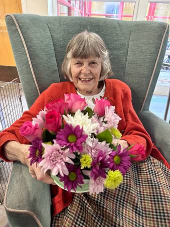 Resident Pam makes a beautiful floral display
