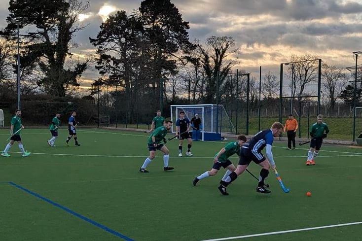 Action from Haslemere Hockey Club's men's second team's 2-1 win at Wimborne
