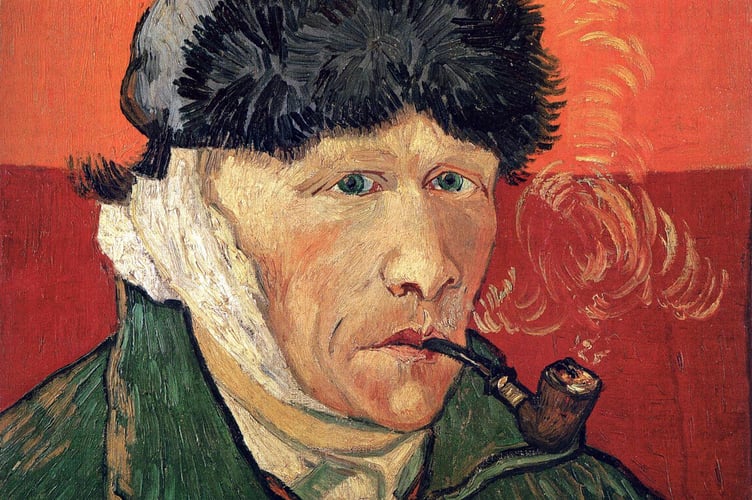 Vincent van Gogh's famous self-portrait with bandaged ear and pipe (1889) 