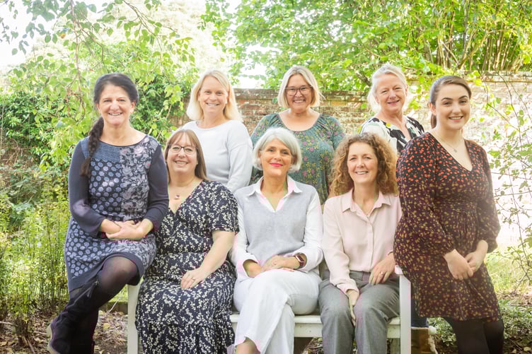 Members of the Midhurst Macmillan Team with Joanna Stuttaford, Service Lead and co-founder of the charity Midhurst Palliative Care, sitting centre