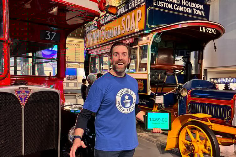 Ben Melham who now holds the Guinness World Record for the most museums visited in 24 hours, visiting 42 in one day. Release date January 28 2025. A dad has bagged a world record after visiting an incredible 42 museums across London in just one day - using a kick scooter. Ben Melham, 42, now holds the Guinness World Record for the most museums visited in 24 hours - after being challenged by his children.  The dad-of-two, from London, smashed the previous record of 33 set by Sujoy Kumar Mitra and Swaroop Dawrani in India. Ben says that breaking the record took a lot of planning as he had to meticulously map out his route - considering opening hours, travel times and the record guidelines. He travelled between locations using a kick scooter to speed up his journeys. Ben bgean his attempt at 9:03am on October 25 last year, at the Museum of the Royal Pharmaceutical Society.