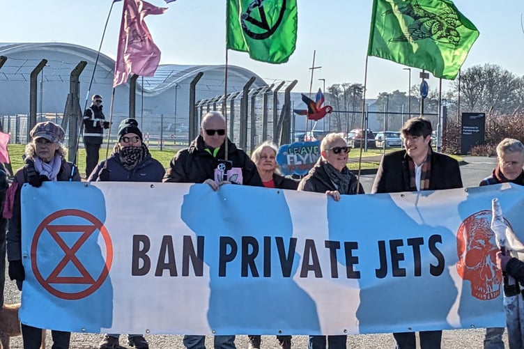 Waverley borough councillors and climate protestors at Farnborough Airport.
