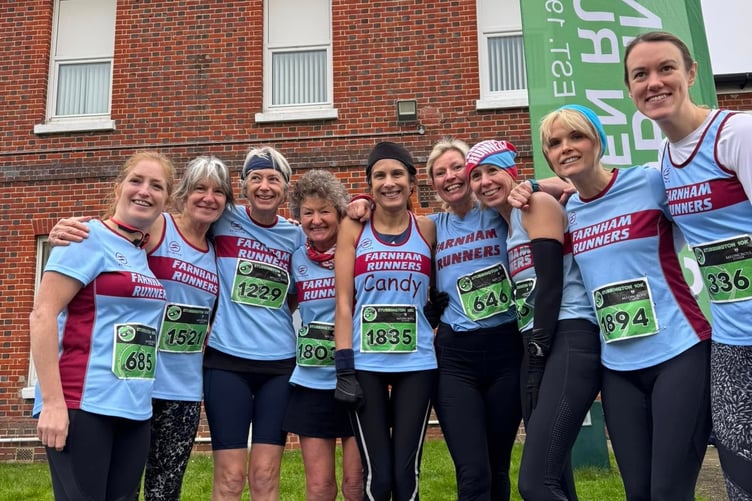 Some of the Farnham Runners ladies before the Stubbington Green 10km race