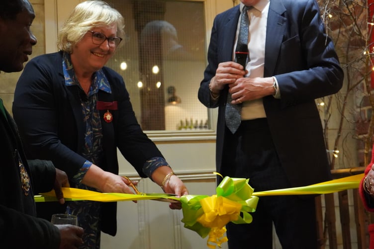 cutting ceremony for the renovated tap at Hogs Back Brewery