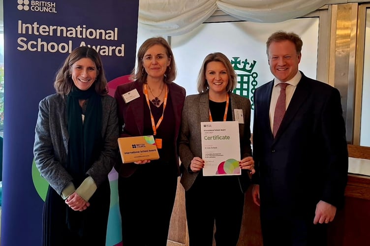Kay Goldsworthy, Head of St Ives School and Kerry Phipps, Head of Languages at St Ives School with Kate Ewart-Biggs, Deputy Chief Executive of the British Council and Gregory Stafford, MP for Farnham and Bordon
